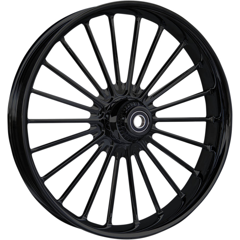 RC Components One-Piece Forged Illusion Wheel Illusion Front Dual Disc With ABS Black 21x3.5 - 0321350-126B1 For Harley Touring 2008-2013