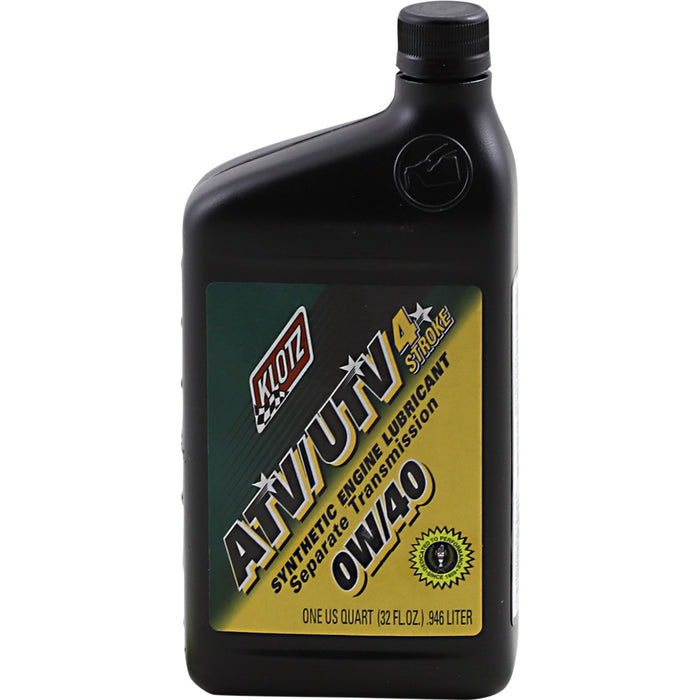 KLOTZ OIL 3601-0265 ATVUTV-040 ATV/UTV Synthetic 4-Stroke Engine Oil - Separate Transmission ATV Synthetic 4T Engine Oil - 0W-40 - 1 U.S. quart