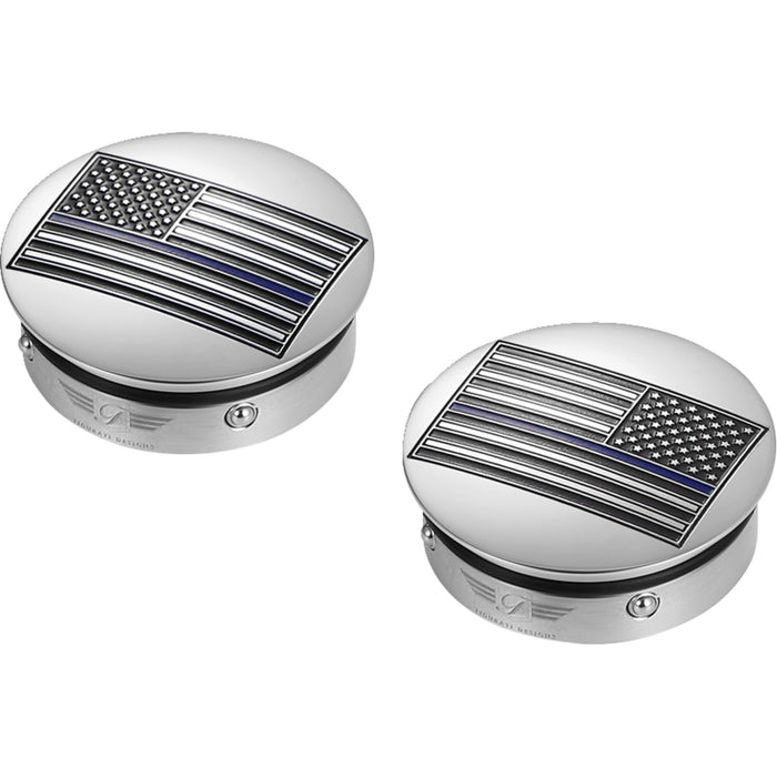 FIGURATI DESIGNS 1303-0371 FD70-ABFL-SS Swing Arm Covers blue line american flag - custom - reversed