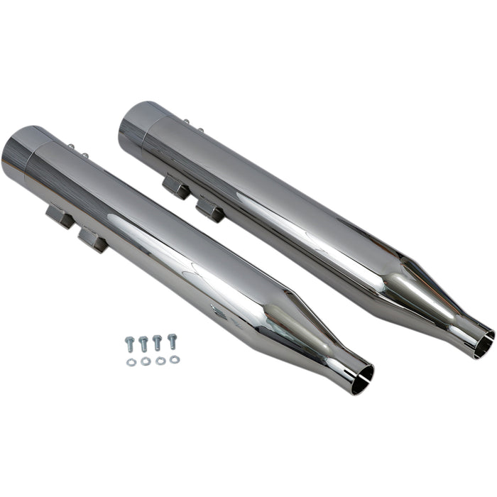 BASSANI XHAUST 1801-0822 1F7DNT6 DNT Straight Can Slip-On Mufflers - DNT Straight Can Mufflers for '95-'16 FL - Chrome