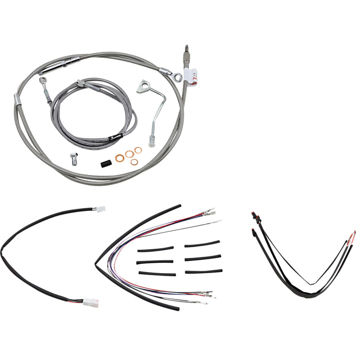 BURLY BRAND 0610-2064 B30-1160 Complete Stainless Braided Handlebar Cable/Brake Line Kit - 18" Ape Hanger Handlebars