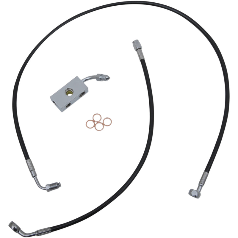 LA Choppers Black Braided Brake Line Kit 15" 17" Ape Hanger Handlebars Black - LA-8152B16B For Harley Softail 2018-2022