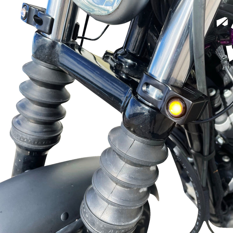 JOKER MACHINE 2020-2142 05-220-1 Fork Mount Turn Signals - 39 mm - Amber - Black