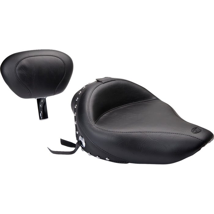 MUSTANG 0804-0309 79437 Wide Solo Seat with Removable Backrest - Black - Studded W/Concho - XL '04-'21