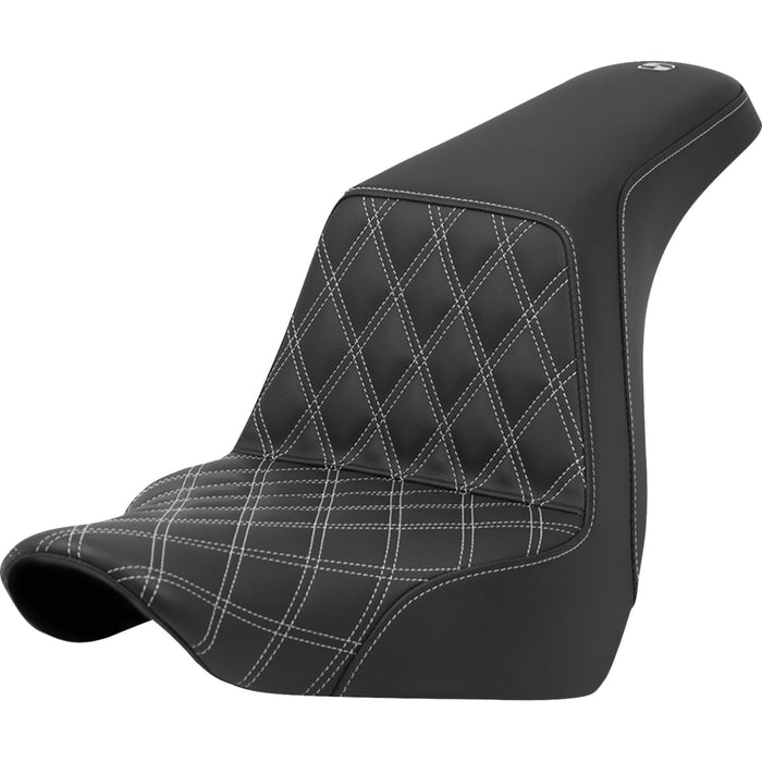 SADDLEMEN 0802-1576 A818-29-172SIL Lattice Stitch Step-Up Seat - Front Lattice Stitch - Silver Stitch - FXLR/FLSB '18-'21