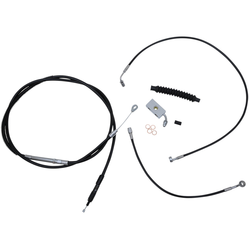 LA Choppers Complete Black Vinyl Braided Handlebar Cable Brake Line Kit 12"-14" Handlebars - LA-8152KT-13B For Harley Softail 2018-2022