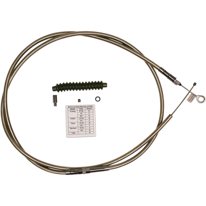 Magnum Shielding BYO™ Build Your Own™ Clutch Cable Kit 80" Dyna Softail Braided Stainless Steel - 398313 For Harley Motorcycles 1986-2021
