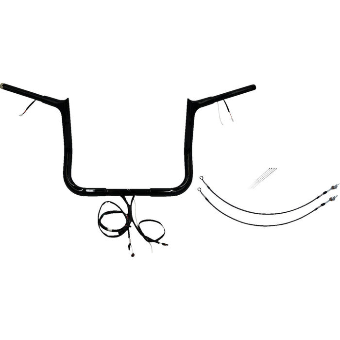 FAT BAGGERS INC. 0601-6141 902212-B EZ Install Wired 1-1/4" Pointed Top Handlebar Kit - 12" - Black