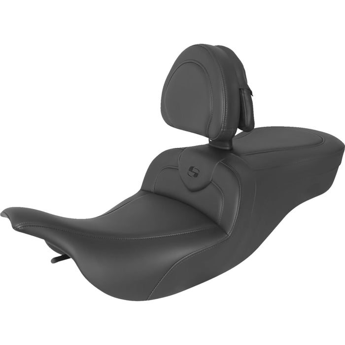 SADDLEMEN 0801-1420 897-07-187BR RoadSofa™ Seat - With Backrest - Black W/Black Stitching