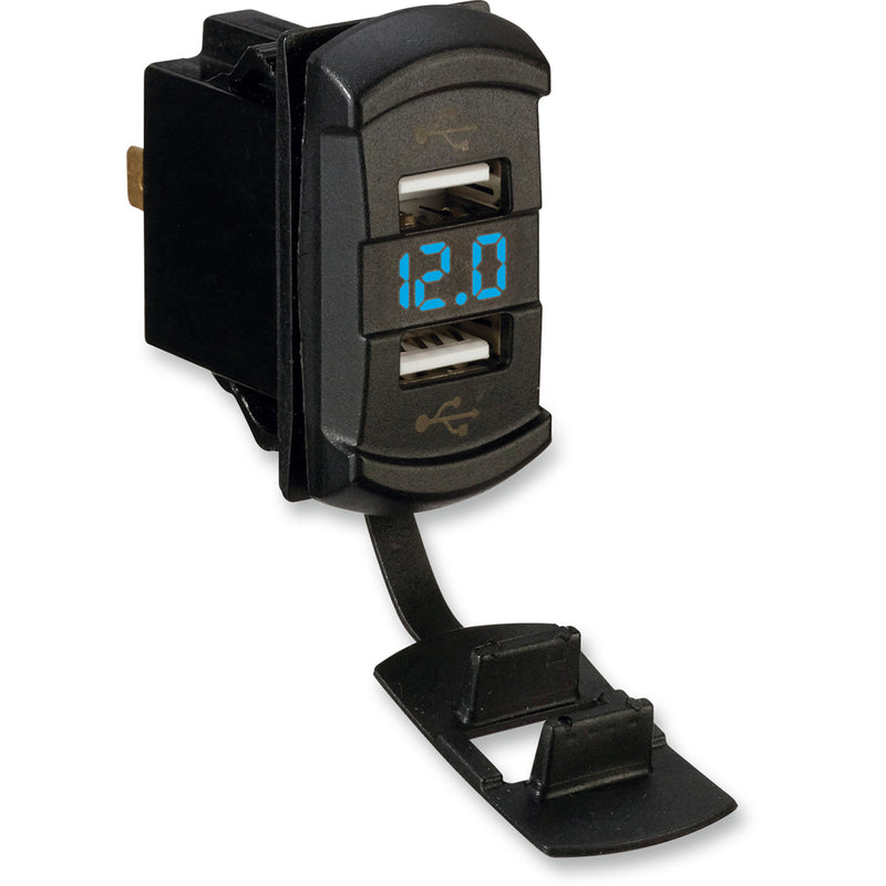 MOOSE OFFROAD 2212-0723 USB-DVM Dual USB Charger with Voltage Monitor