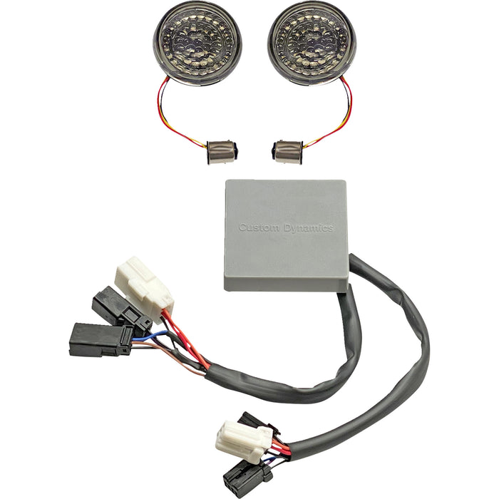 CUSTOM DYNAMICS 2020-2122 CD-STS-BCMXL SMART LED 1157 Bullet Turn Signals with Controller - Solid Amber Turn, Red Run/Brake w/ Brake Strobe for Sportster