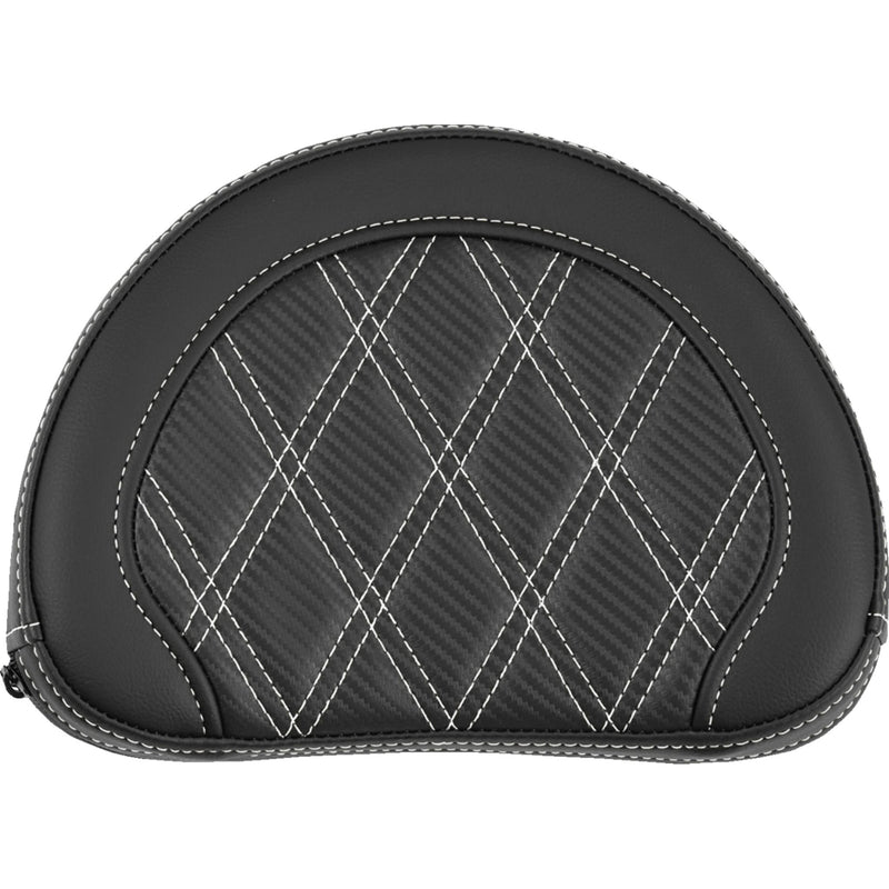 SADDLEMEN 0822-0675 051320706 Contoured Sissy Bar Pad lattice stitch - white stitch