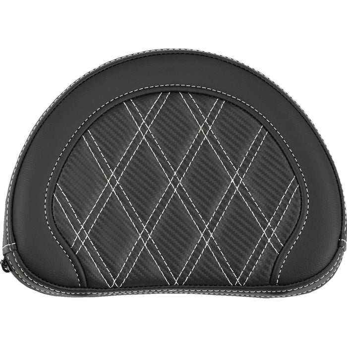 SADDLEMEN 0822-0675 051320706 Contoured Sissy Bar Pad lattice stitch - white stitch