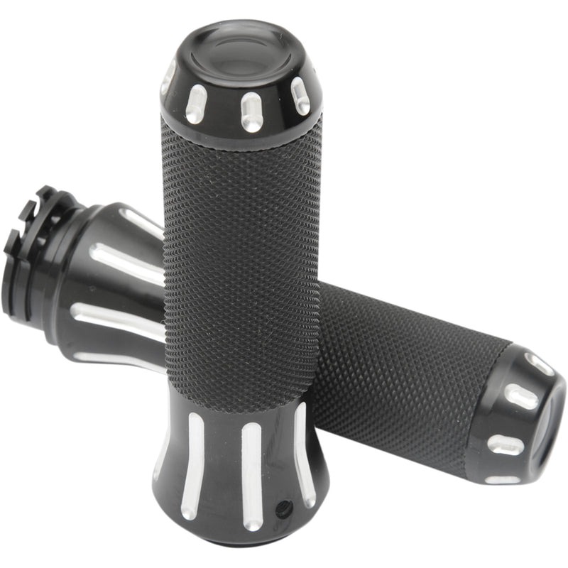 Drag Specialties Custom Grips Black Cut For Harley Motorcycles 1980-2022