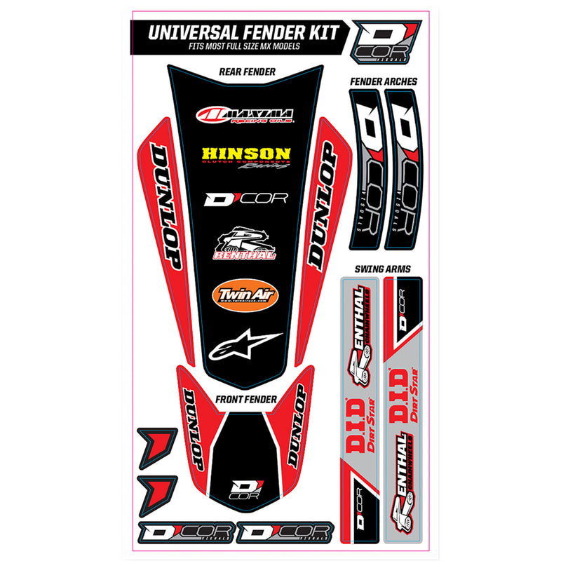 D'COR VISUALS 4302-6085 15-10-100 Universal Trim Kit red