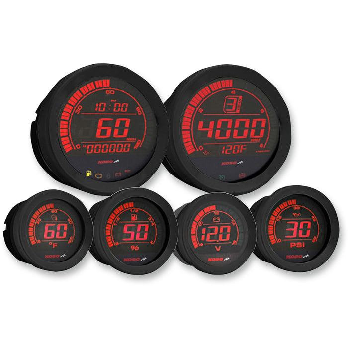 KOSO NORTH AMERICA 2210-0403 BA050903 Six-Piece Gauge Kit Universal 6-Piece Gauge Kit - Black