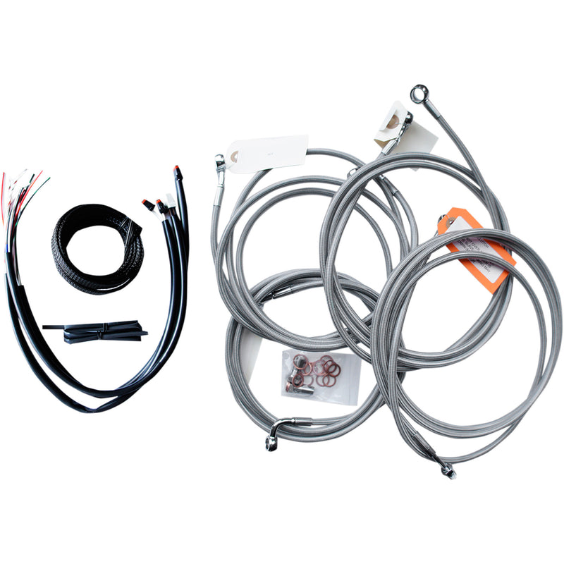 LA Choppers Complete Stainless Braided Handlebar Cable Brake Line Kit — Cable Kit 12"-14" Handlebars '16 - LA-8053KT2-13 For Harley Touring 2016