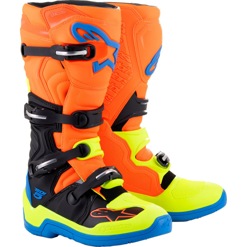 ALPINESTARS Tech 5 Boots Orange - Fluorescent/Blue/Yellow Fluorescent US