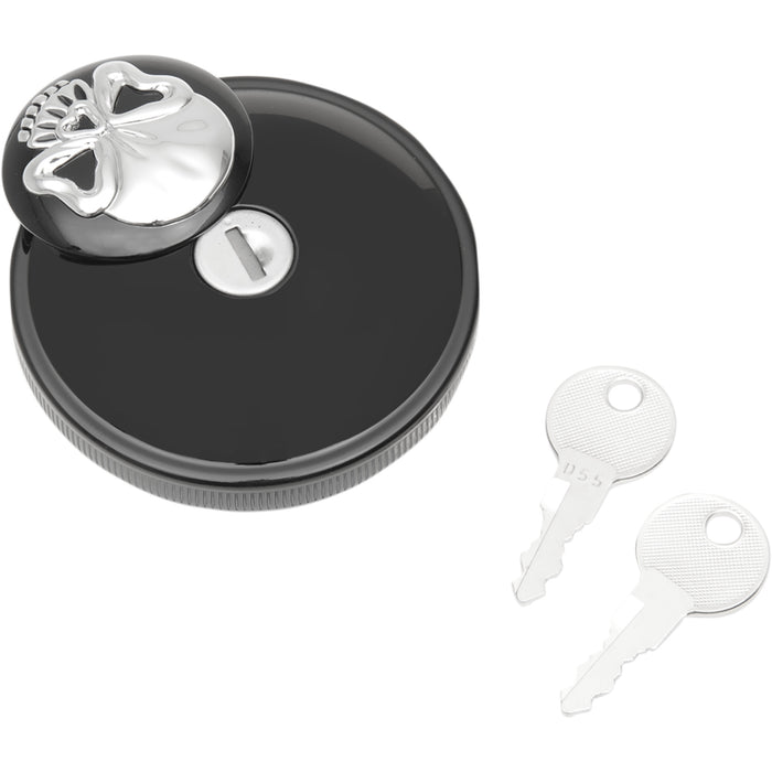 DRAG SPECIALTIES Screw-In Locking Skull Gas Cap - Non-Vented