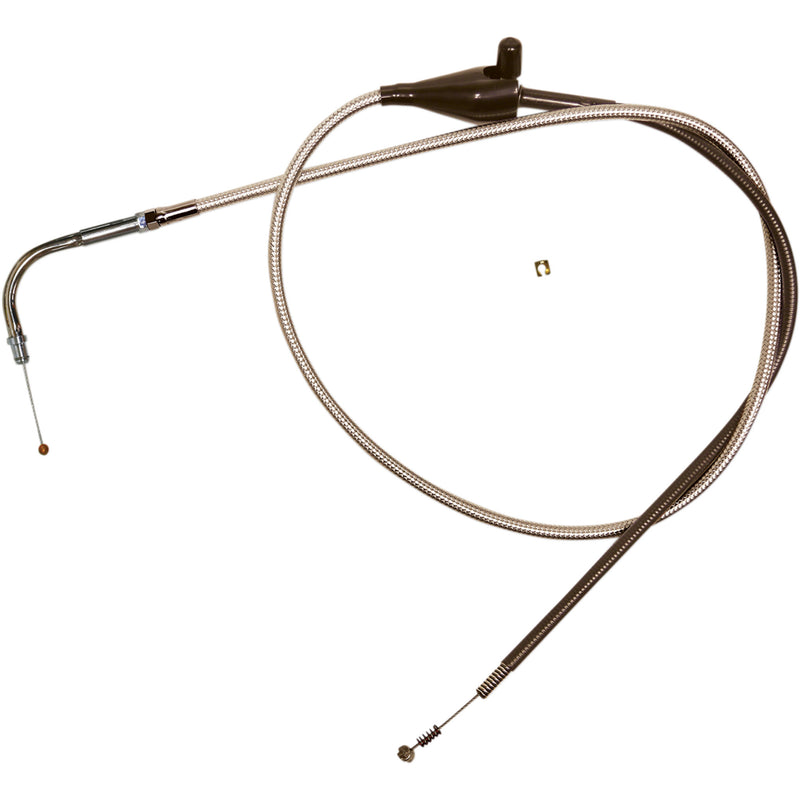 Magnum Shielding Polished Stainless Steel Braided Throttle Idle Cable Cruise 38-7/8" - 5428 For Harley Touring 2001-2007
