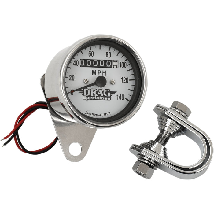 DRAG SPECIALTIES 2.4" Mini Mechanical Speedometer MPH LED Speedometer/Indicators - Chrome Housing Face 1:1