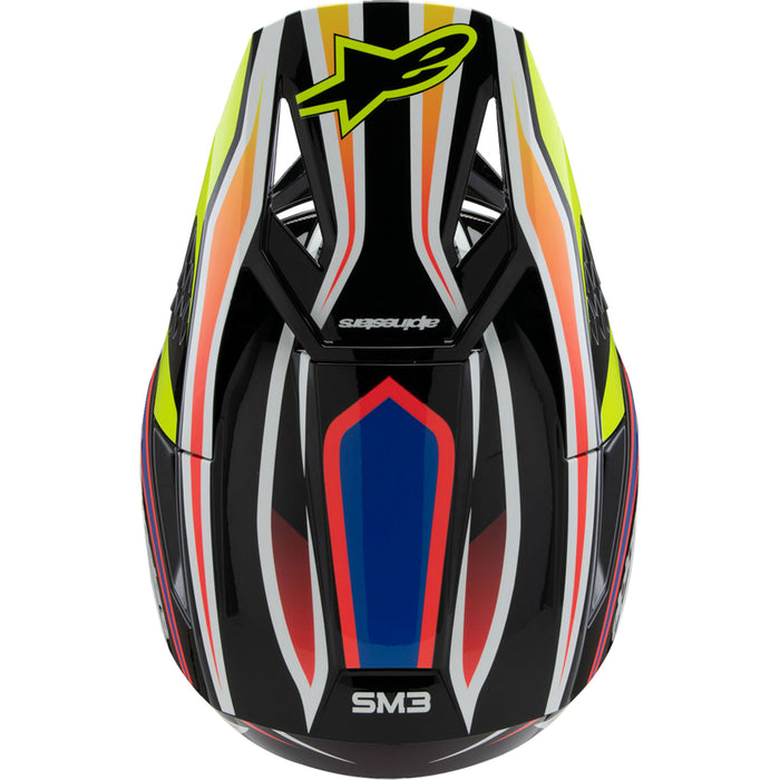 ALPINESTARS Youth SM3 Wurx Helmet - Gloss Black/Yellow Fluo/Blue/Red