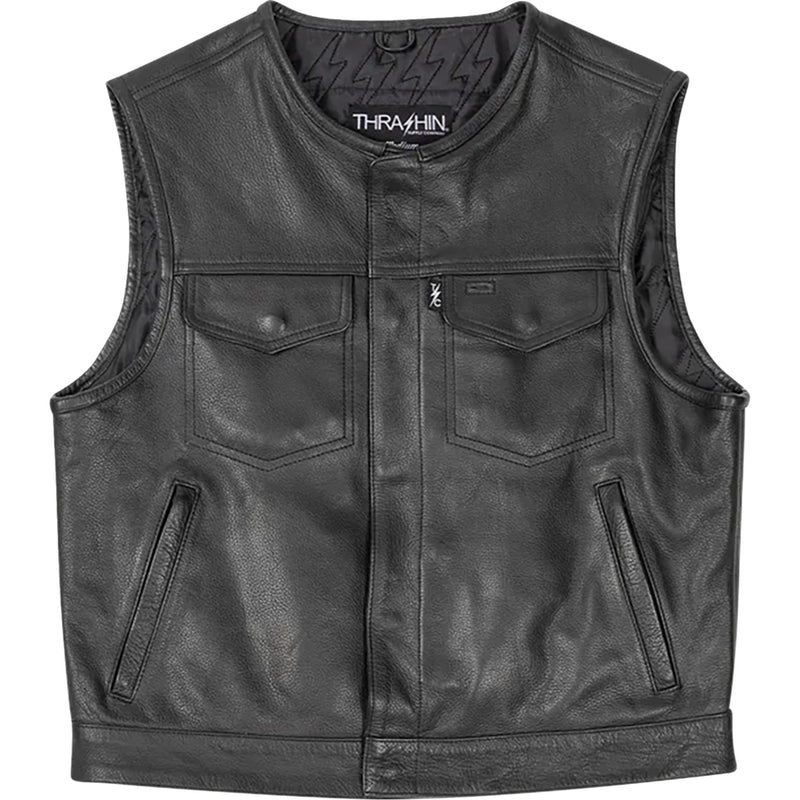 THRASHIN SUPPLY CO. Encinal Leather Shorty Riding Vest Black