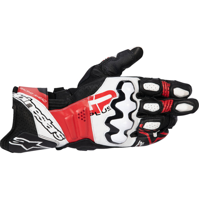 ALPINESTARS GP Plus R V3 Leather Gloves Black/White/Bright - Red