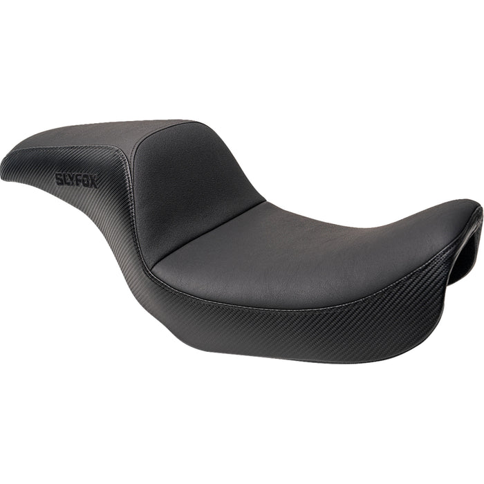 SLYFOX 0803-0746 4683A-slyfox The Drifter Seat - Black Logo - Black Vinyl w/ Slipstop - Carbon Fiber - Dyna '96-'03