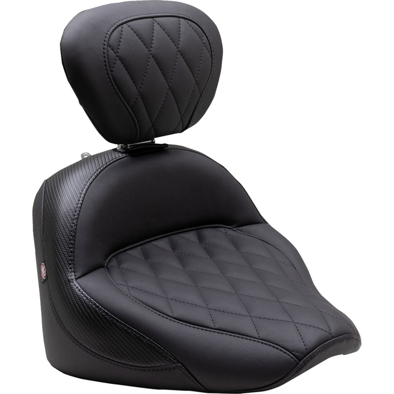 Mustang Standard Touring Solo Seat With Driver Backrest Black Diamond Stitch - 89740 For Indian 2022-2023