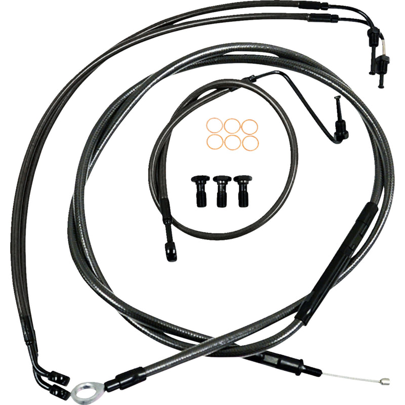 LA Choppers Standard Midnight Braided Handlebar Cable Brake Line Kit — Ape Hanger 12"-14" Ape Hangers - LA-8155KT-13M For Harley Softail 2018-2022