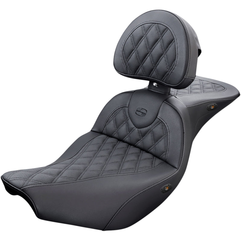 Saddlemen Roadsofa™ Lattice Stitch Heated Seat With Backrest - I14-07-182BRHCT For Indian 2014-2025