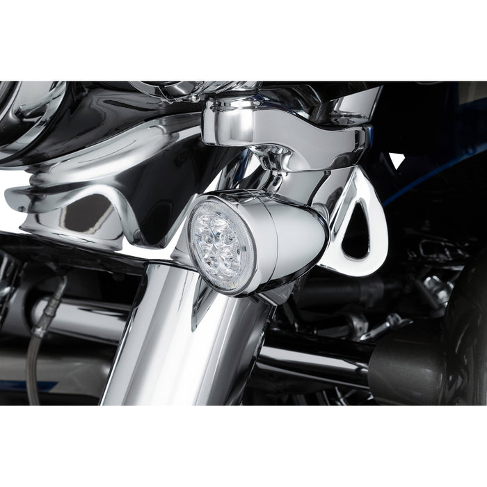 CIRO 2040-2907 45403 LED Fang® Front Signal Light Inserts with Bezel - Turn Signal Insert - Front - Chrome/Clear