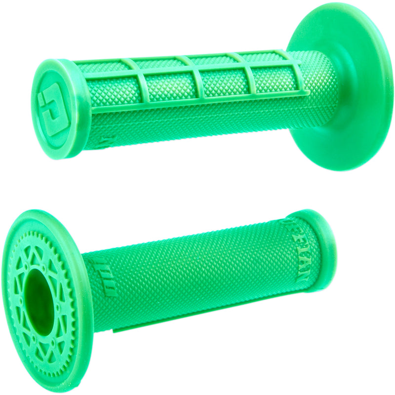 ODI 0630-2530 H01RFFN Ruffian MX Half Waffle Single-Ply Grip Grips - Ruffian - Half Waffle - Fluorescent Green