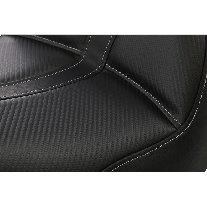 SADDLEMEN 0803-0431 806-04-0042 Dominator Solo Seat - w/o Backrest - Black w/ Gray Stitching - FL/FX '06-'17