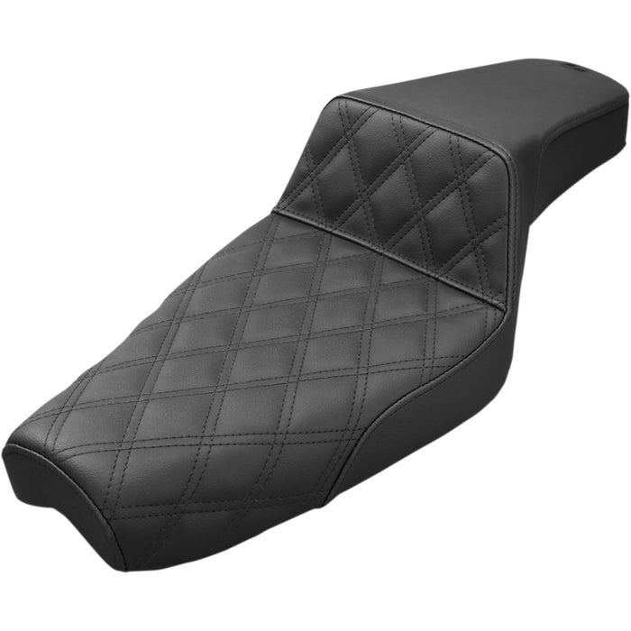 SADDLEMEN 0804-0713 879-03-172 Step-Up Seat — Front Lattice Stitch - Black - XL