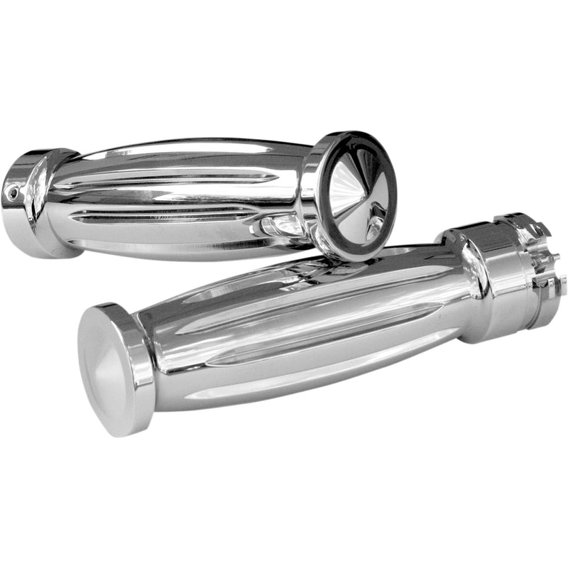 Accutronix Custom Grips — Diamond Cable Chrome - GR100-IC For Harley Motorcycles 1980-2021