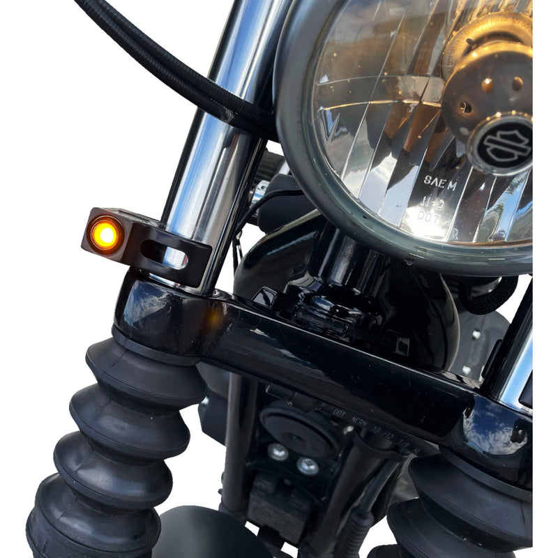 JOKER MACHINE 2020-2142 05-220-1 Fork Mount Turn Signals - 39 mm - Amber - Black