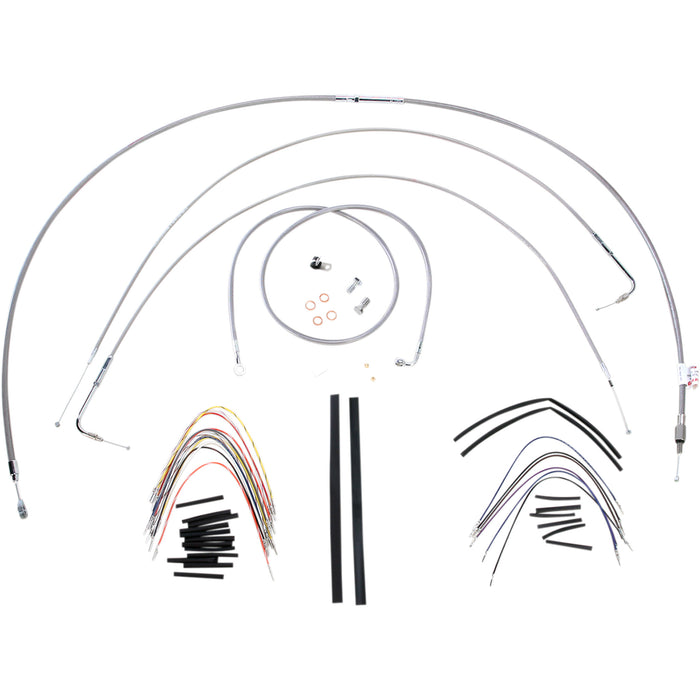 BURLY BRAND 0610-0716 B30-1055 Complete Stainless Braided Handlebar Cable/Brake Line Kit - 16" Ape Hanger Handlebars