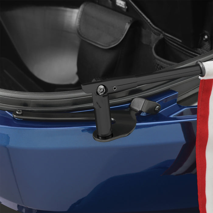 SHOW CHROME 0521-2064 41-203RBK Flag Pole For Can-Am RT with US Flag Folding Flag Pole - Right - Black - Can-Am RT/F3