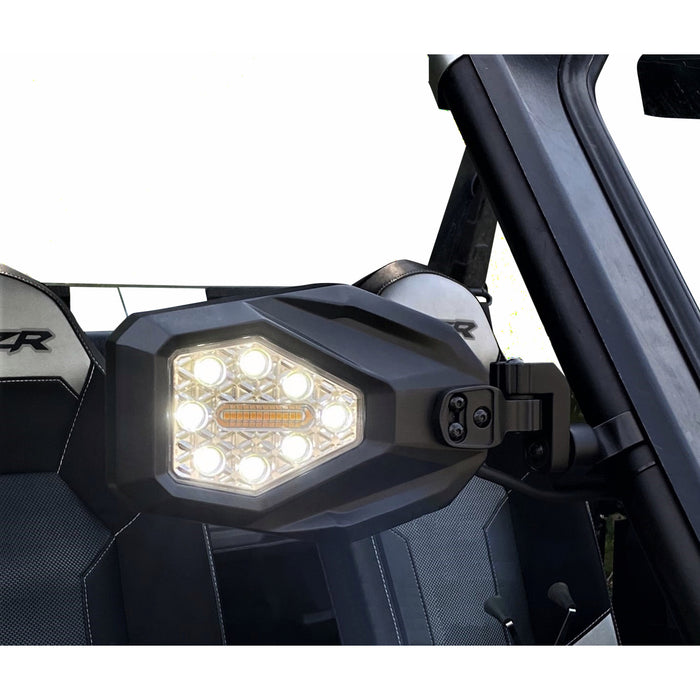 CUSTOM DYNAMICS 0640-1664 SXS-MIRROR SXS Mirror Mirrors - SXS - Side View - Hexagon - Black