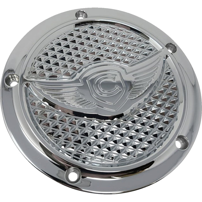 COVINGTONS 1107-0702 C3074-C Derby Cover - Diamondback - 5-Hole - Chrome - Twin Cam
