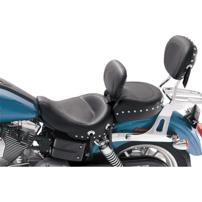 MUSTANG 0803-0310 79346 Wide Solo Seat with Removable Backrest - Black - Studded W/Concho - FXD '06-'17