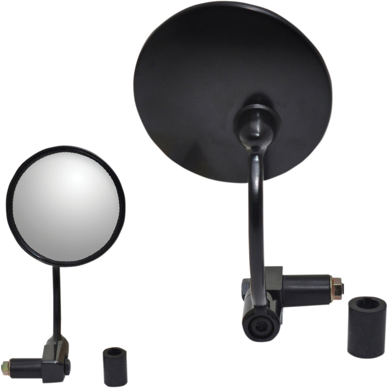 Parts Unlimited Bar End Mirror — Round Round Black 7/8"