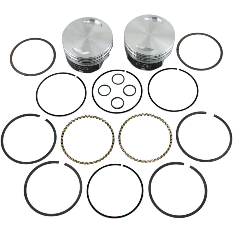 KB Performance Hypereutectic Piston Kit 3.875" +0.005" 9.3:1 CR 95" Twin Cam Big Bore - KB348.005 For Harley Motorcycles 1999-2006