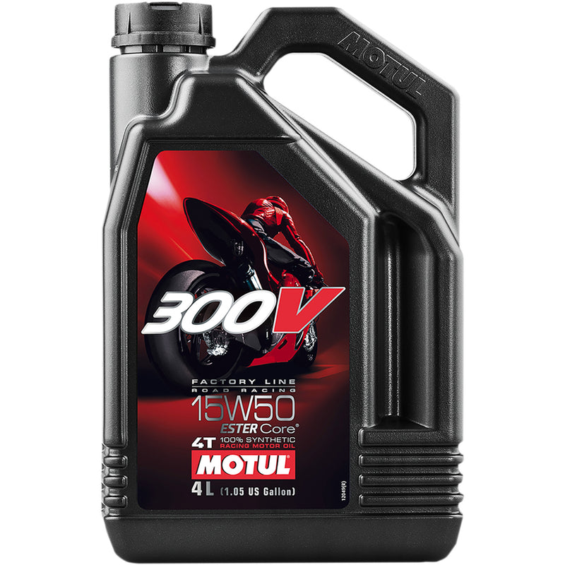 MOTUL 3601-0074 104129 300V Factory Line Road Racing Synthetic 4T Engine Oil 300V Synthetic Ester Oil - 15W-50 - 4L