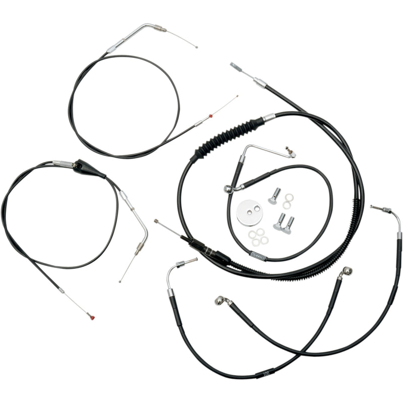 LA Choppers Standard Black Vinyl Handlebar Cable Brake Line Kit — Ape Hanger 12"-14" Ape Hangers - LA-8005KT-13B For Harley Touring 1996-2007