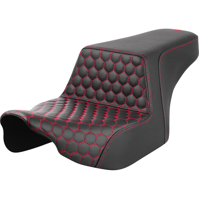 SADDLEMEN 0801-1828 823-07-17704 Honeycomb Step-Up Seat - Front Honeycomb - Red Stitching - FL '23-'24