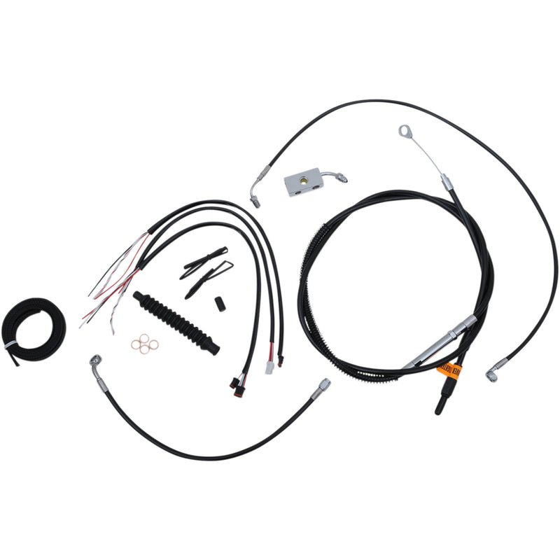 LA Choppers Complete Black Vinyl Braided Handlebar Cable Brake Line Kit 15"-17" Handlebars - LA-8152KT2-16B For Harley Softail 2018-2022