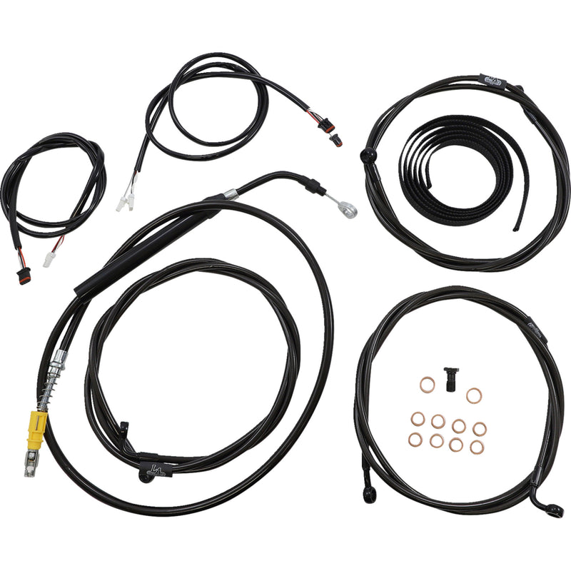 LA Choppers Complete Plug-And-Play Cable Kit 12" 14" Handlebars ABS Midnight - LA-8056KT3-13M For Harley Touring 2021-2022